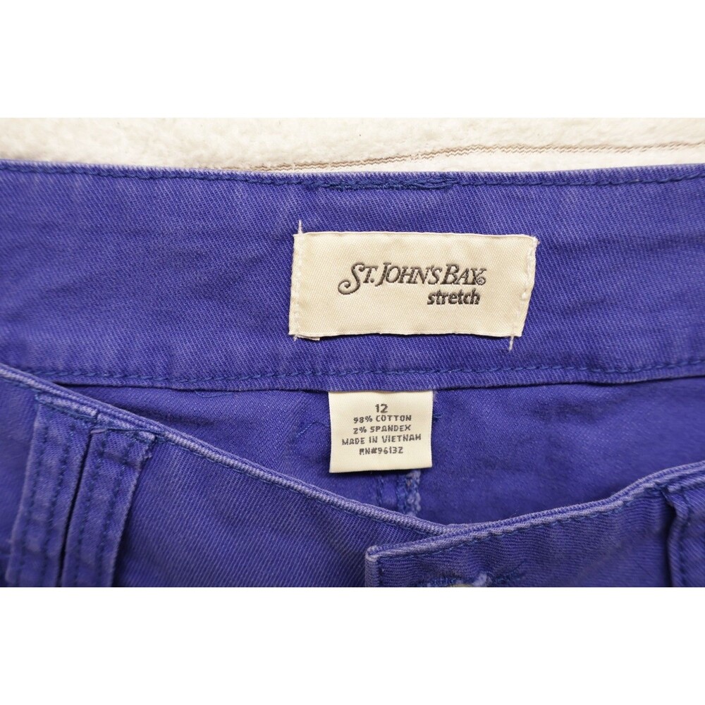 St. Johns Bay Ladies Denim Capri Pants-Bright Blue Size 12 Rare Y2K Casual Party - Picture 2 of 7